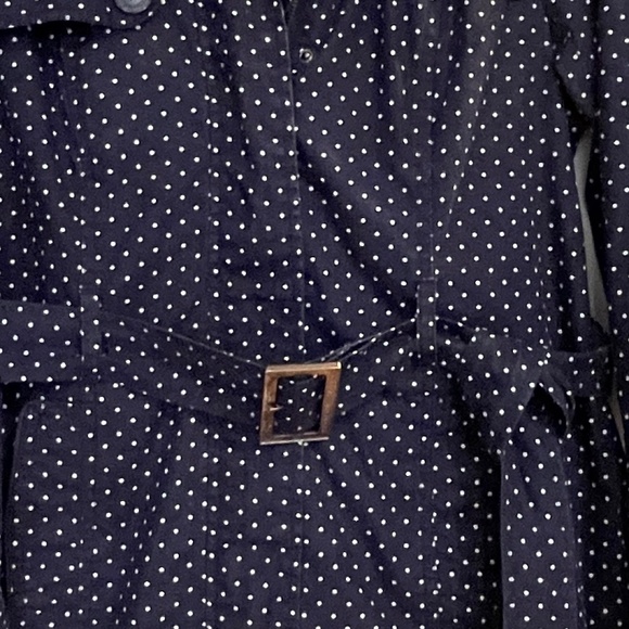 Tommy Hilfiger Navy Blue & White Polka Dot Jacket Coat Cotton Hood Size XS - Picture 7 of 9